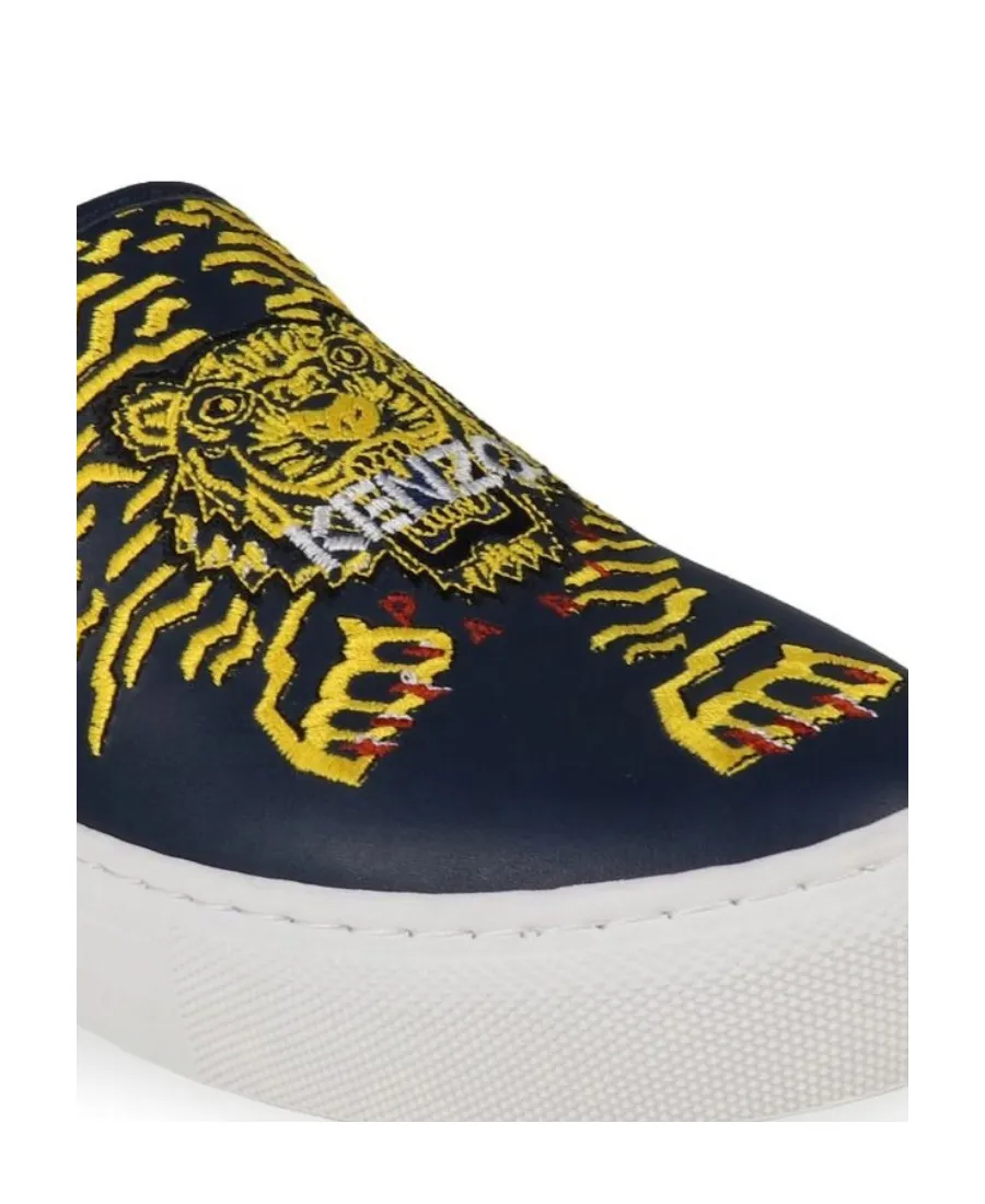 Tiger Head Embroidered Slip-On Sneakers