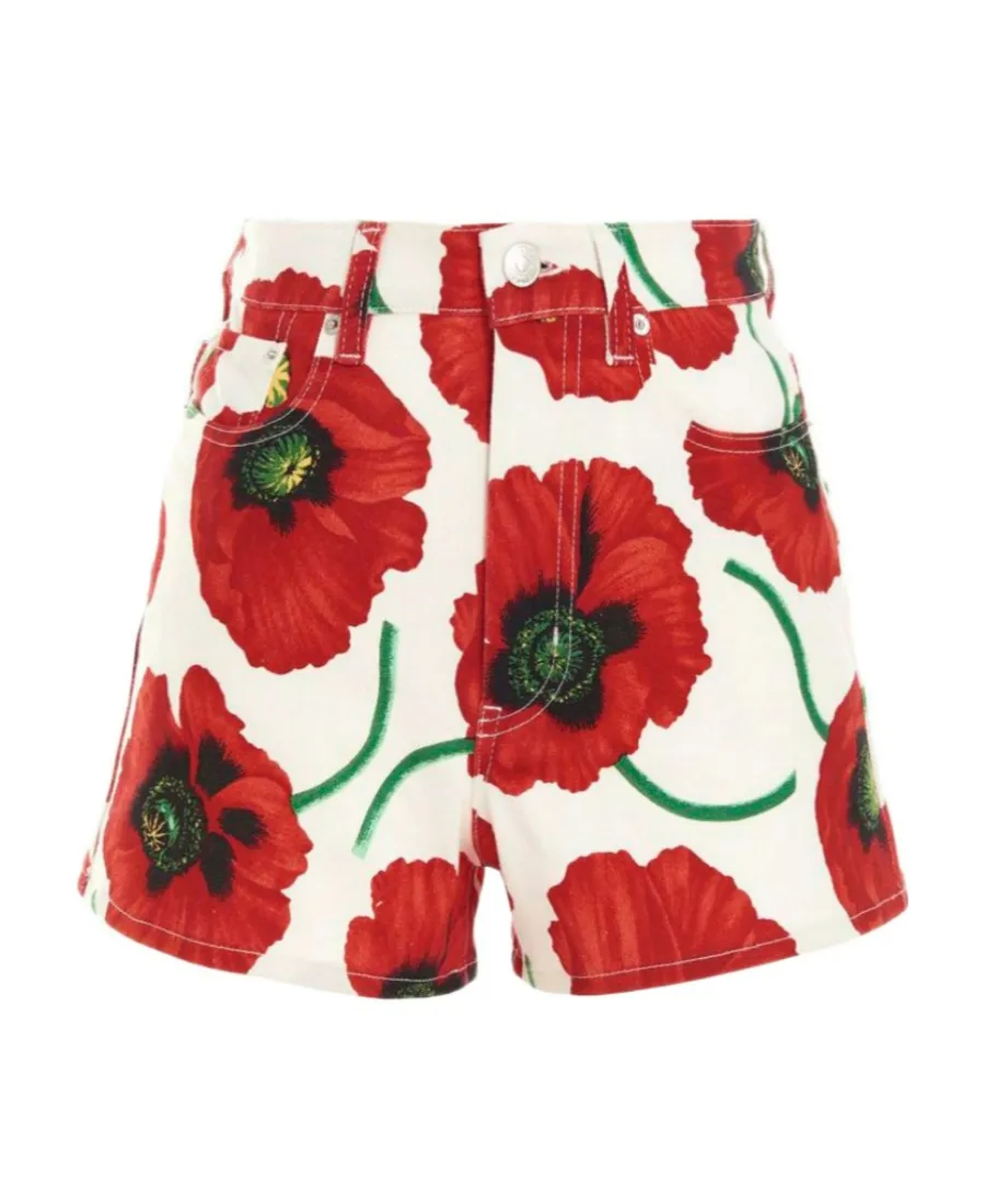 Poppy-Print Mini Shorts