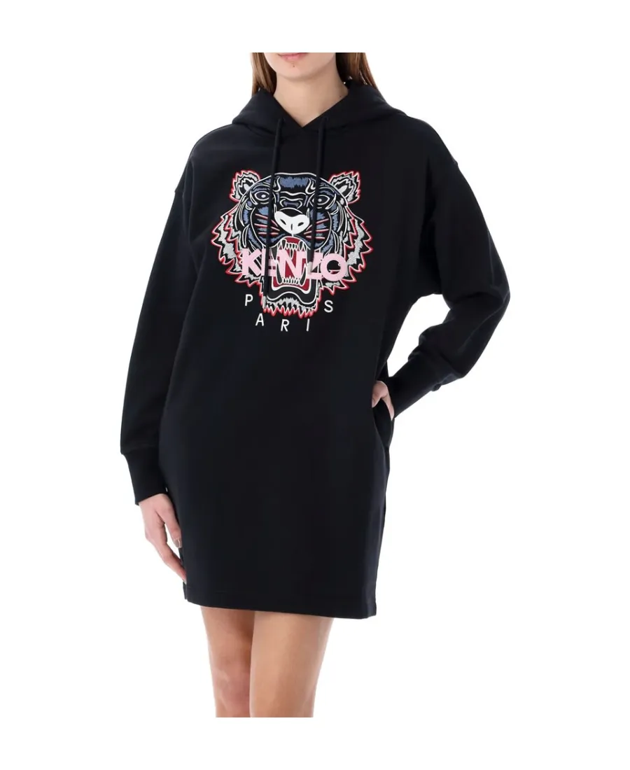 Signature Tiger-Motif Hoodie Dress