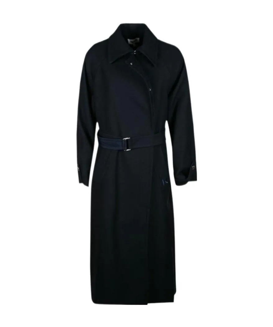 Monogram-Embroidered Belted Coat