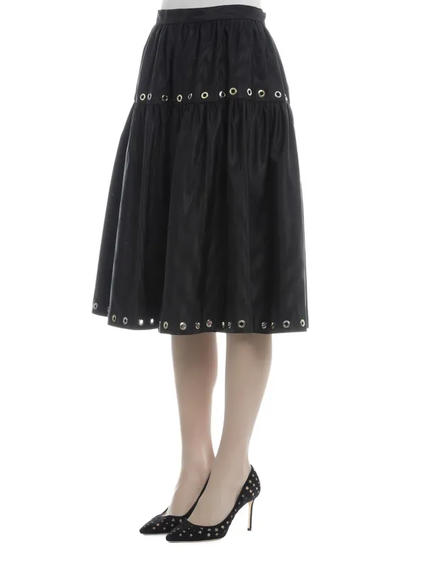 Eyelets Pleated Skirt