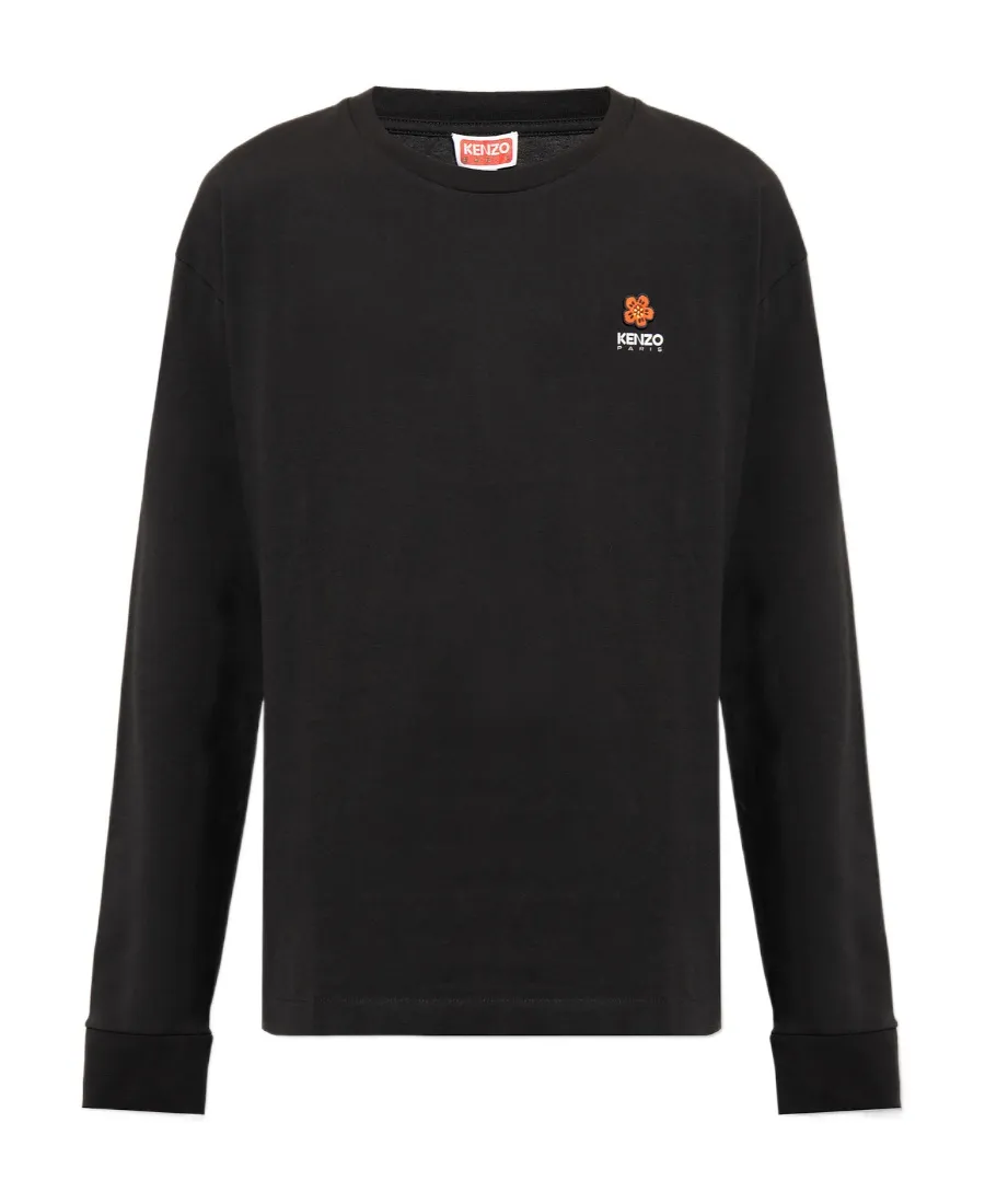 Logo Printed Long Sleeved Crewneck T-Shirt