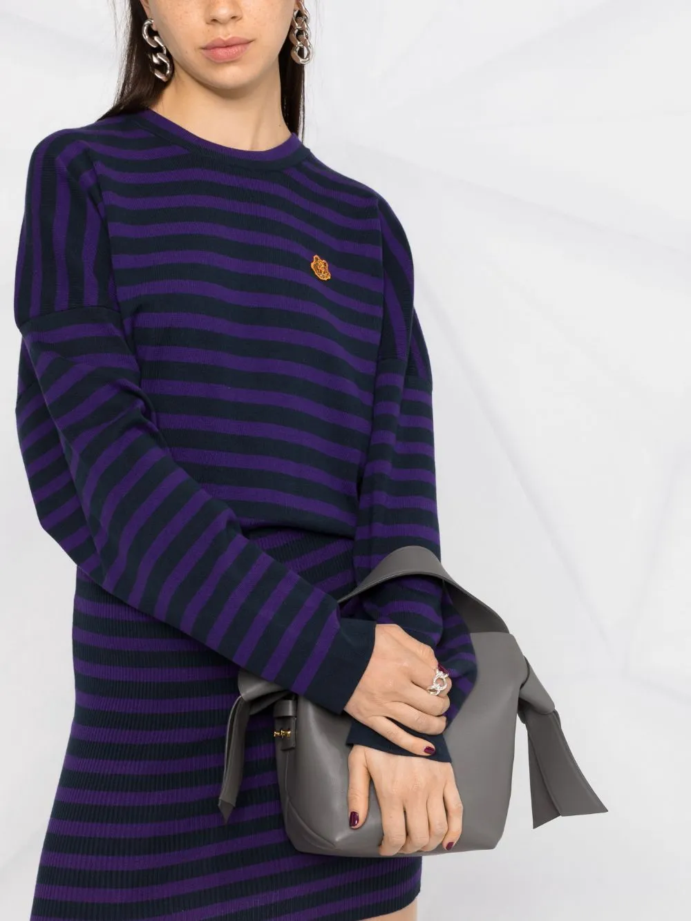 Logo Patch Striped Mini Dress
