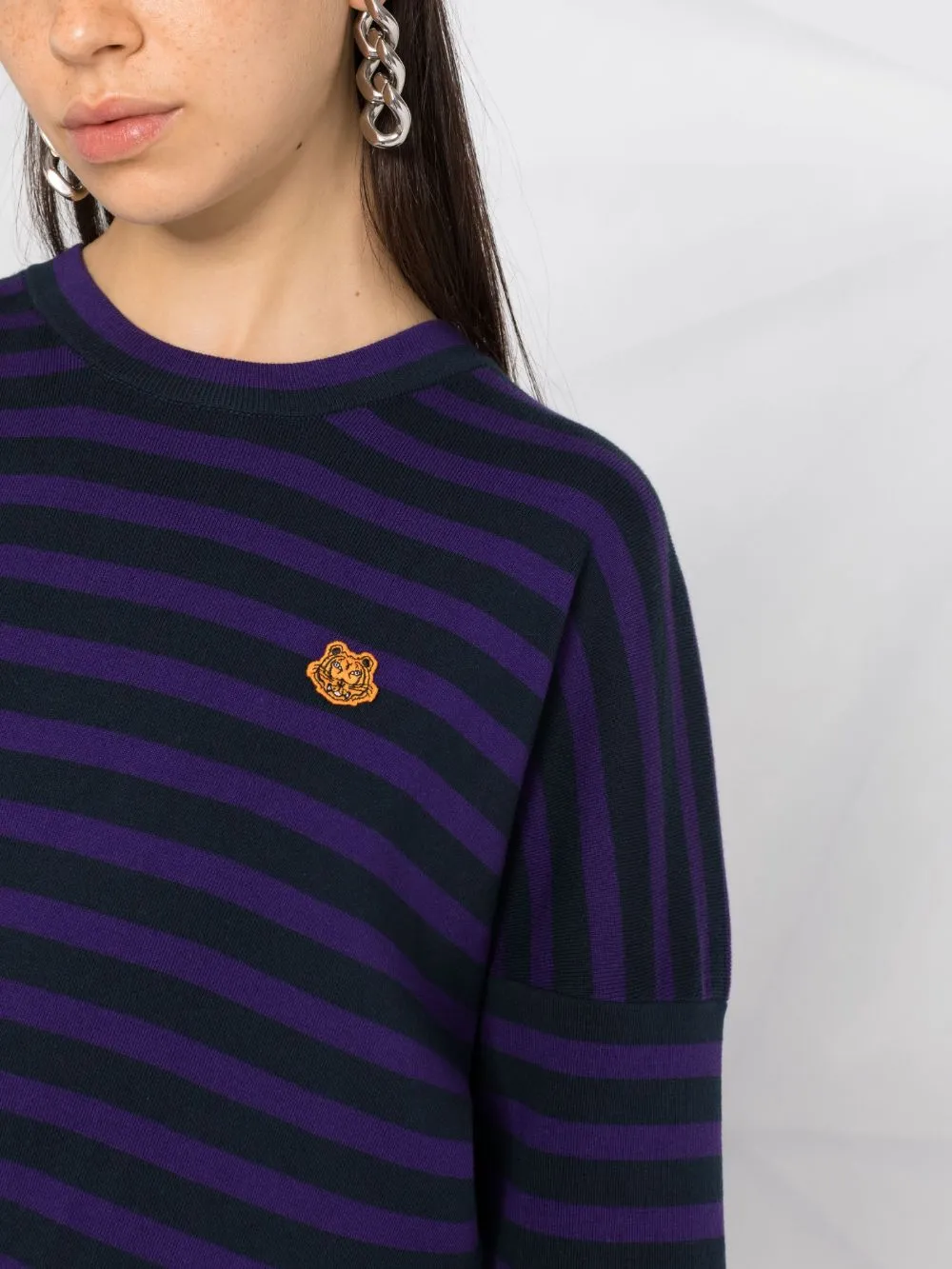 Logo Patch Striped Mini Dress