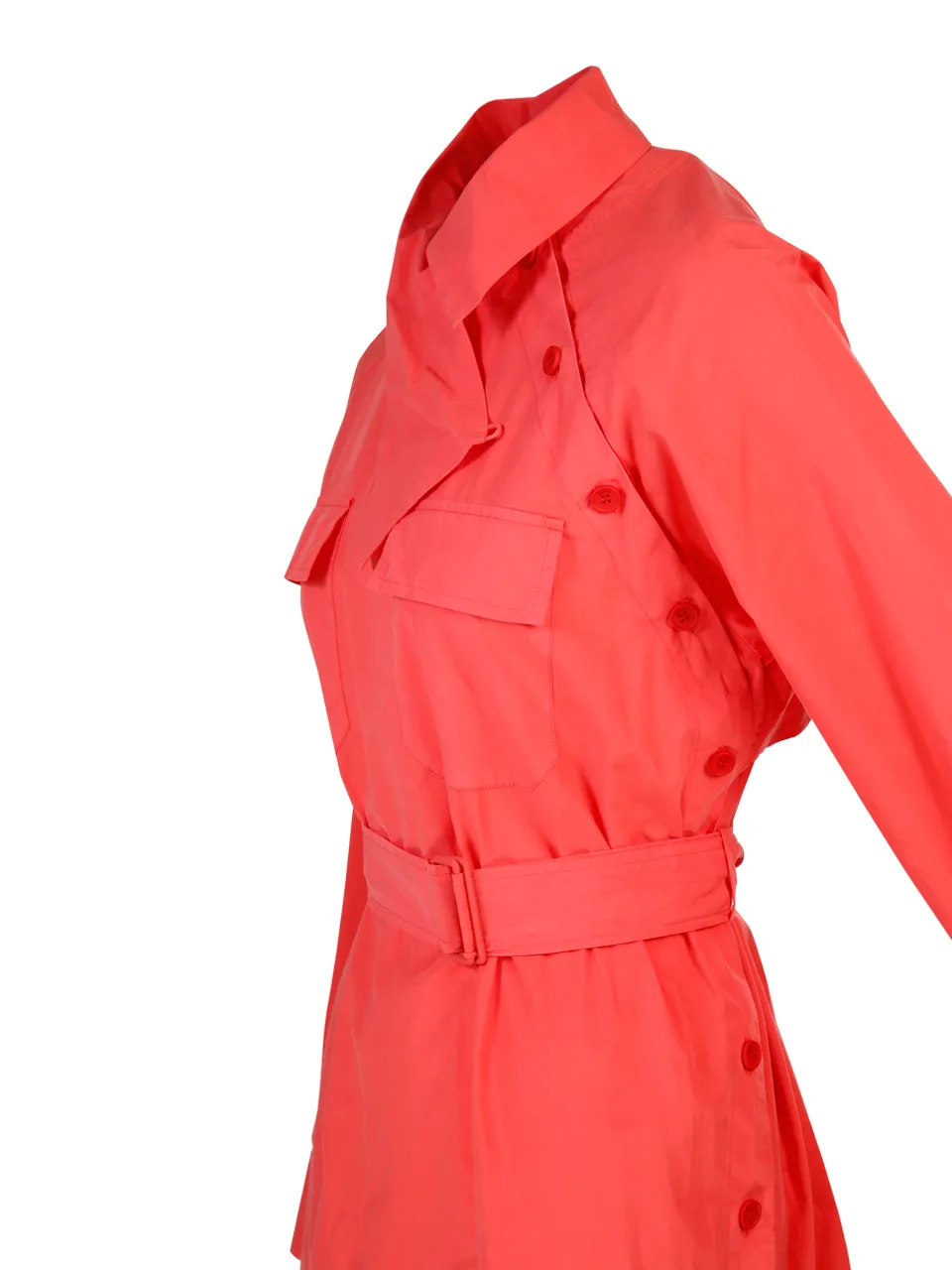 Asymmetric Neckline Belted Shirt Dress