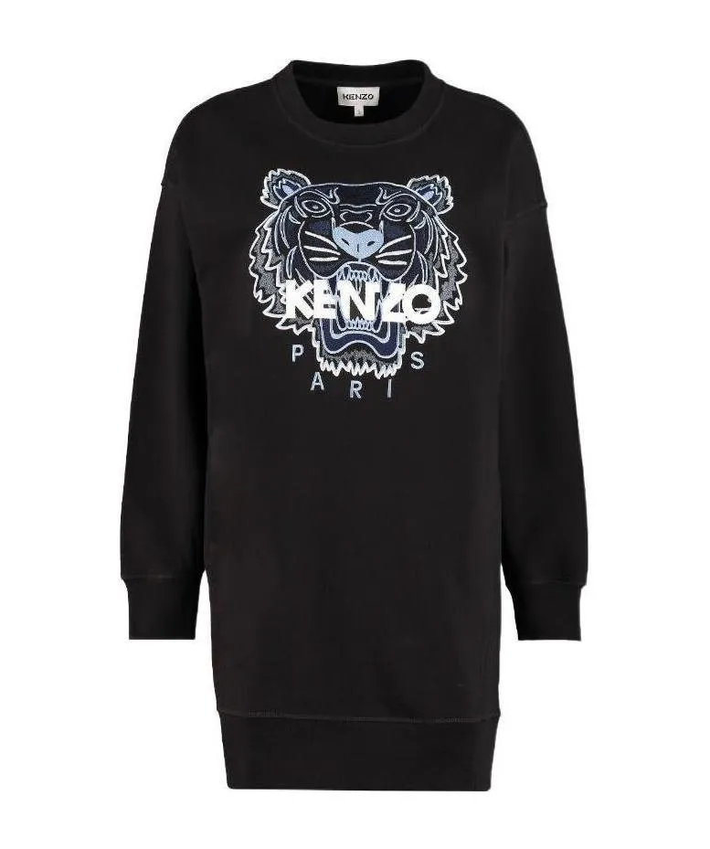 Tiger Embroidered Sweatshirt Dress