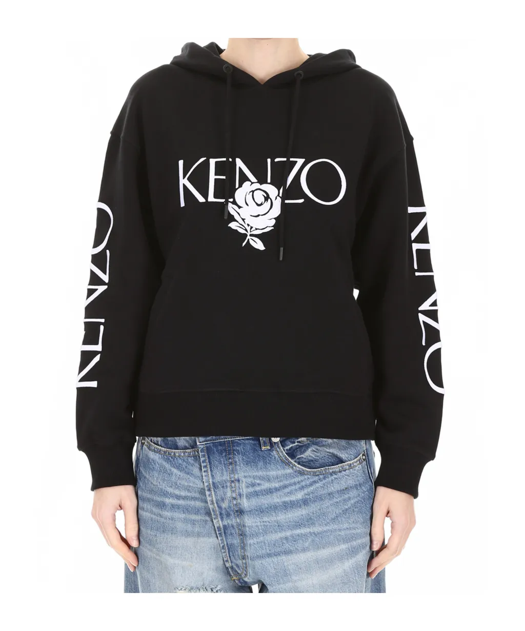 Hooded Sweater With Rose Logo