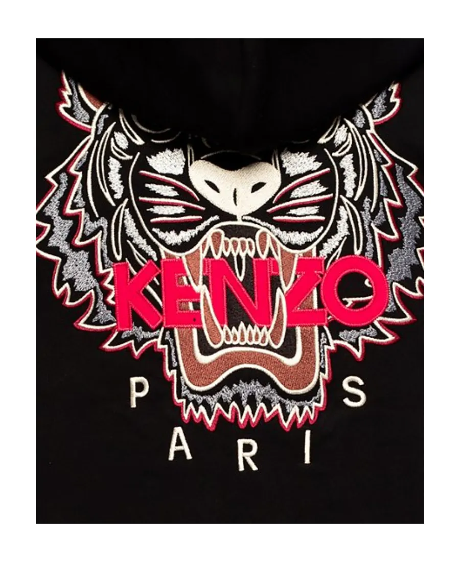 Embroidered Tiger Zip-Up Hoodie