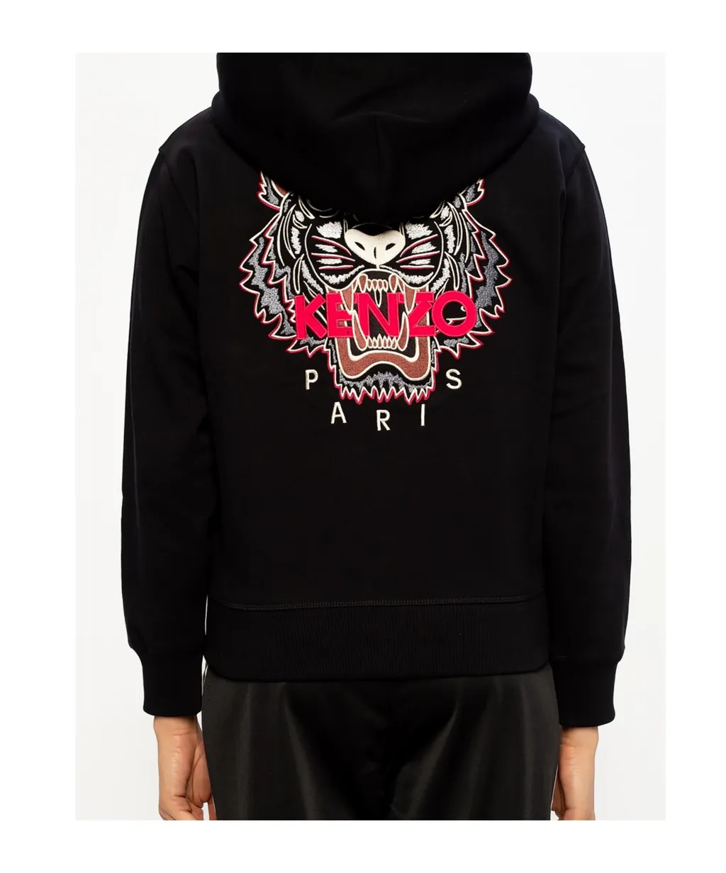 Embroidered Tiger Zip-Up Hoodie