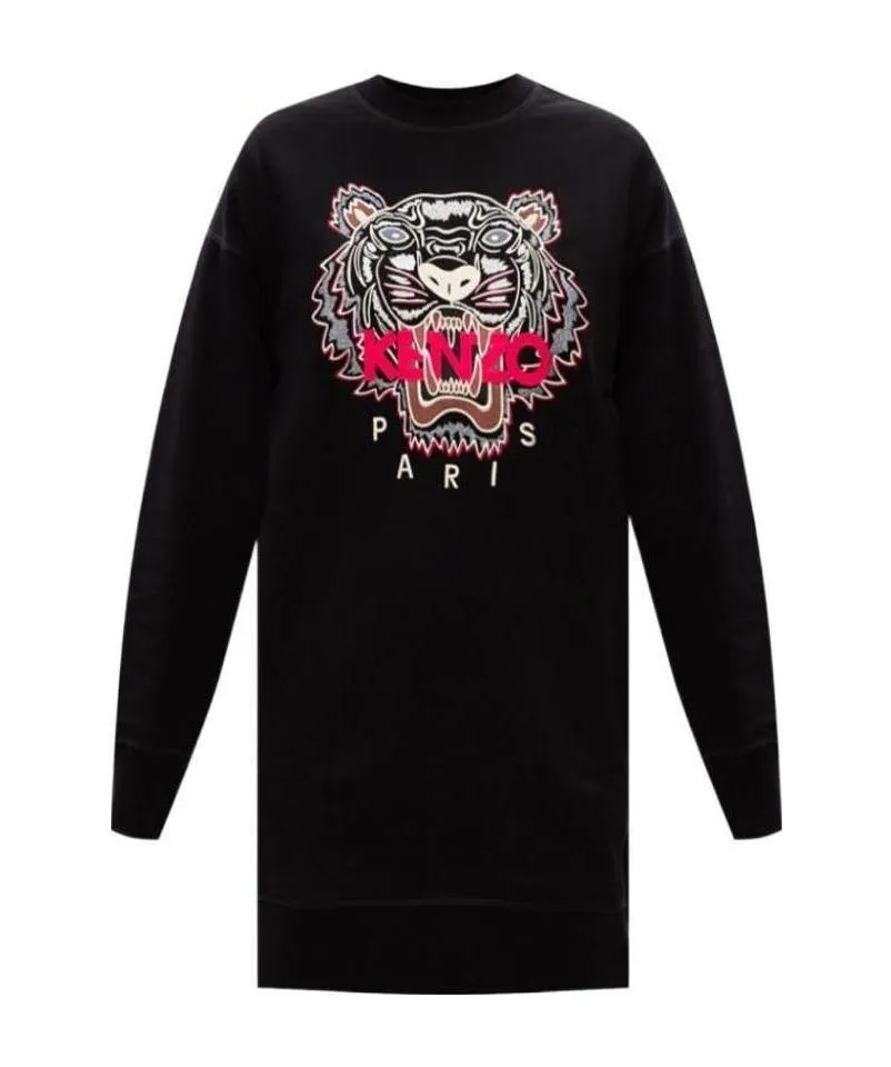 Embroidered-Logo Sweatshirt Dress