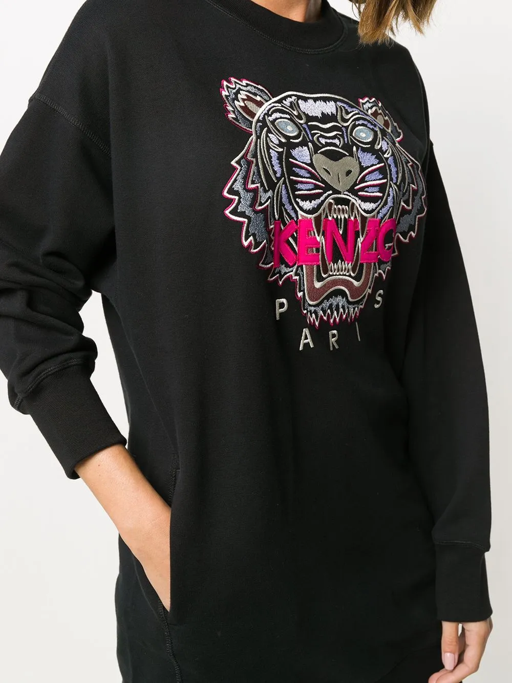 Embroidered-Logo Sweatshirt Dress