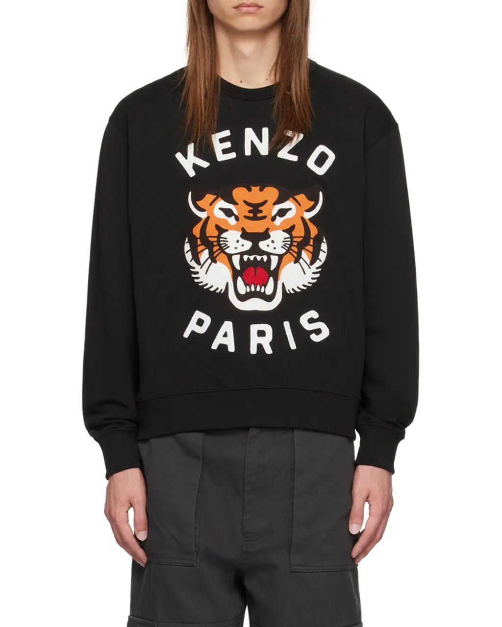 Lucky Tiger Embroidered Crewneck Sweatshirt