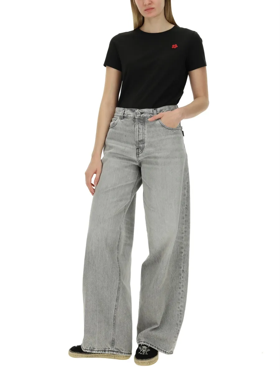 Boke Flower Embroidered Crewneck T-Shirt