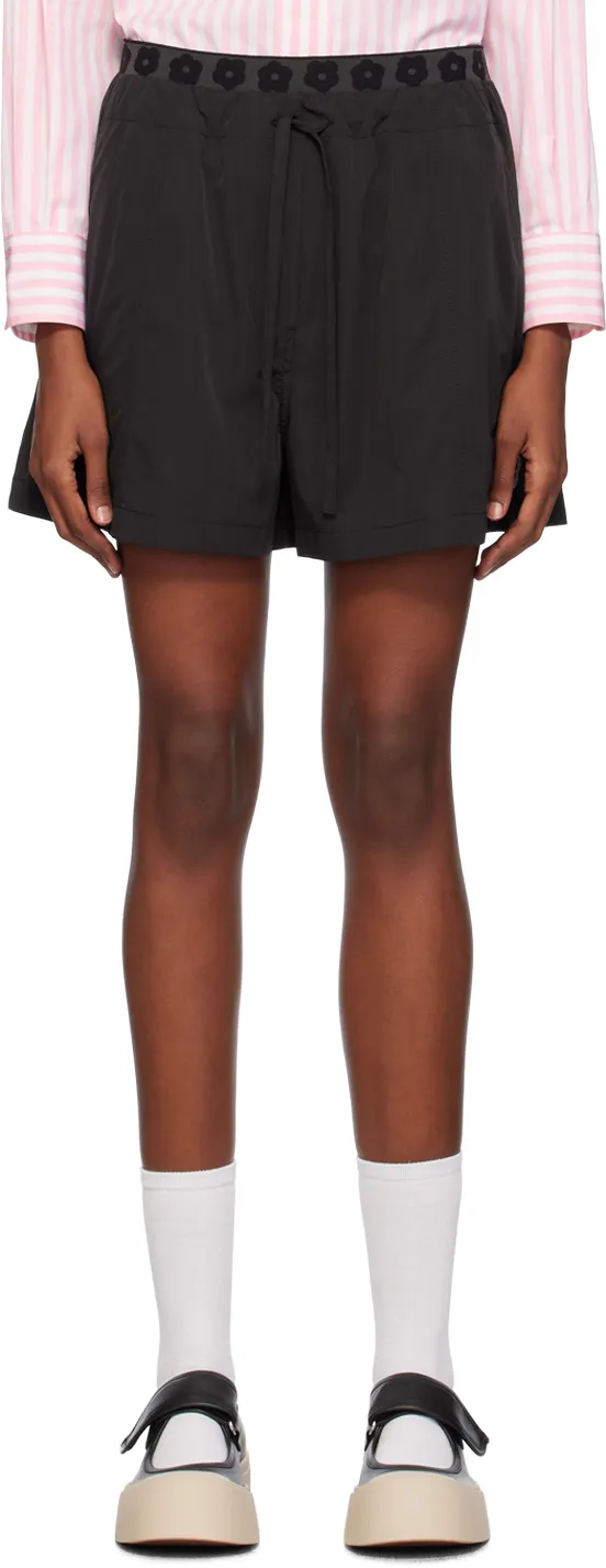 Boke Flower Embroidered Drawstring Shorts