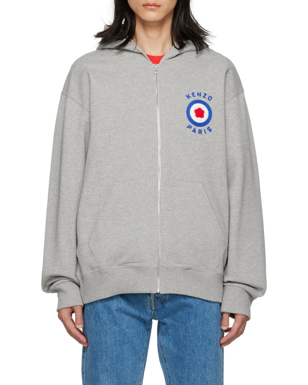 Target Logo-Embroidered Zipped Hoodie
