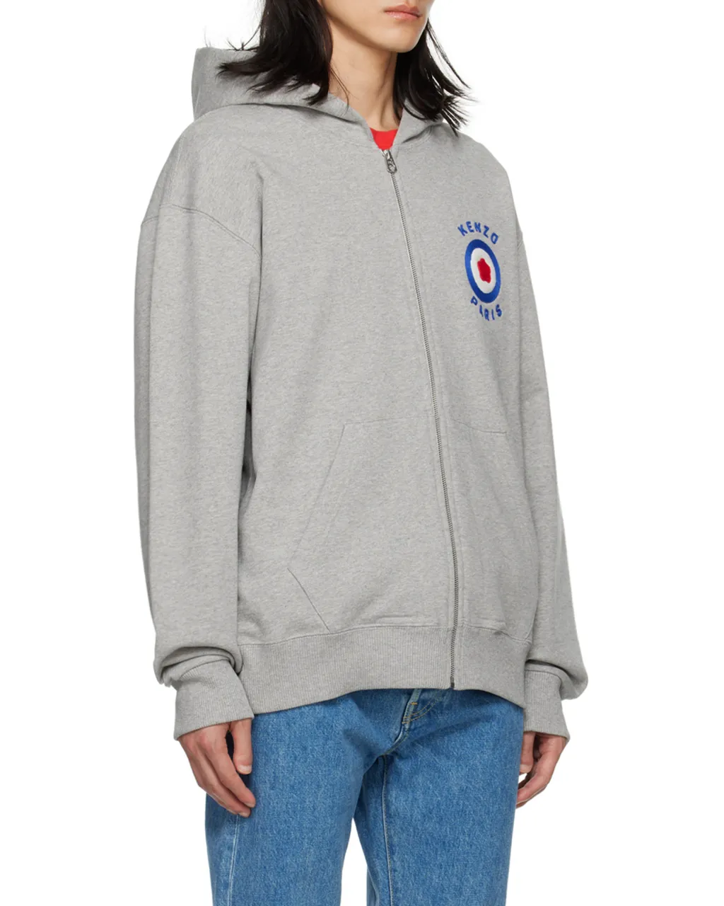 Target Logo-Embroidered Zipped Hoodie