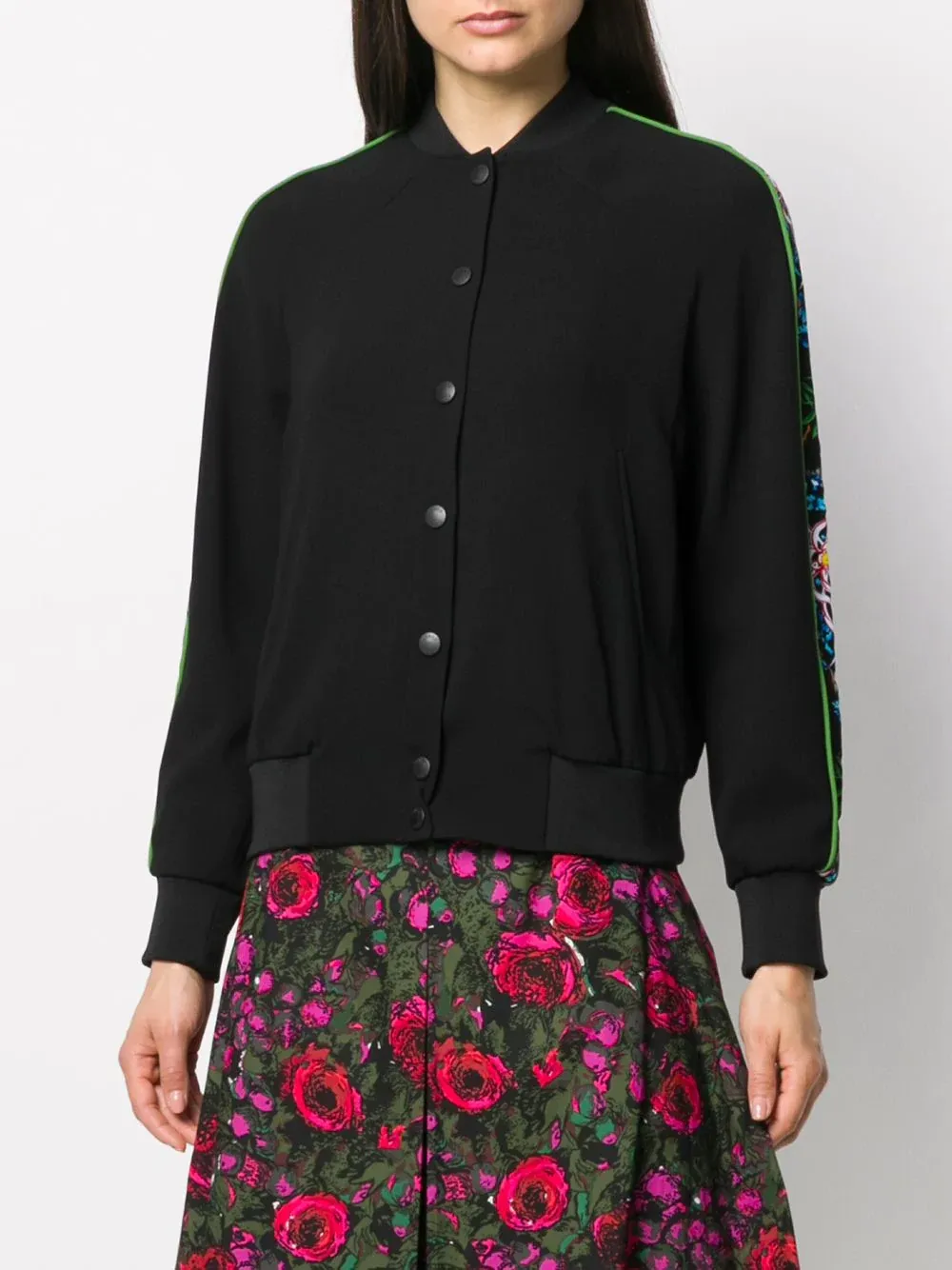 Tiger Sea Lily Embroidered Bomber Jacket