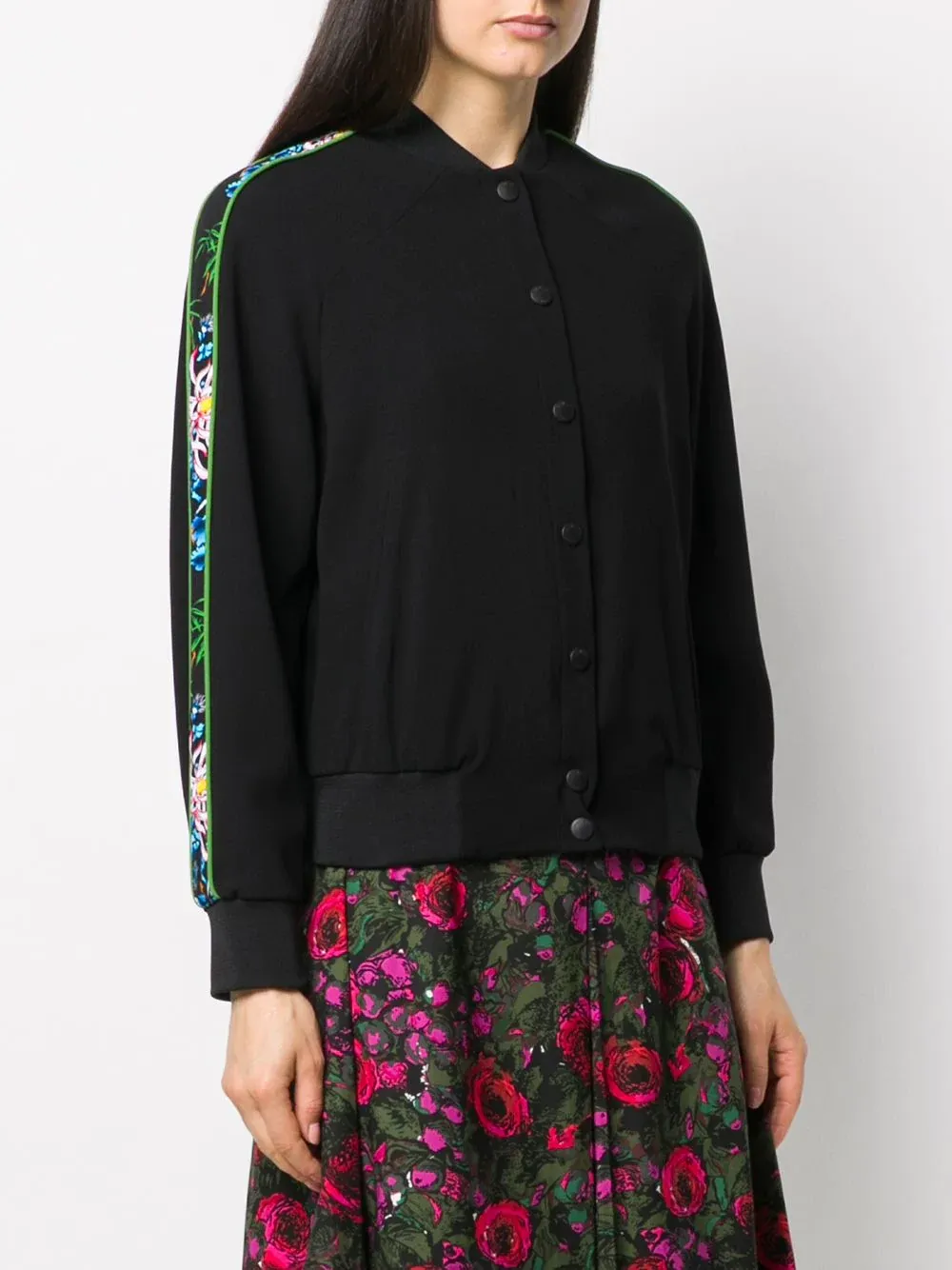Tiger Sea Lily Embroidered Bomber Jacket