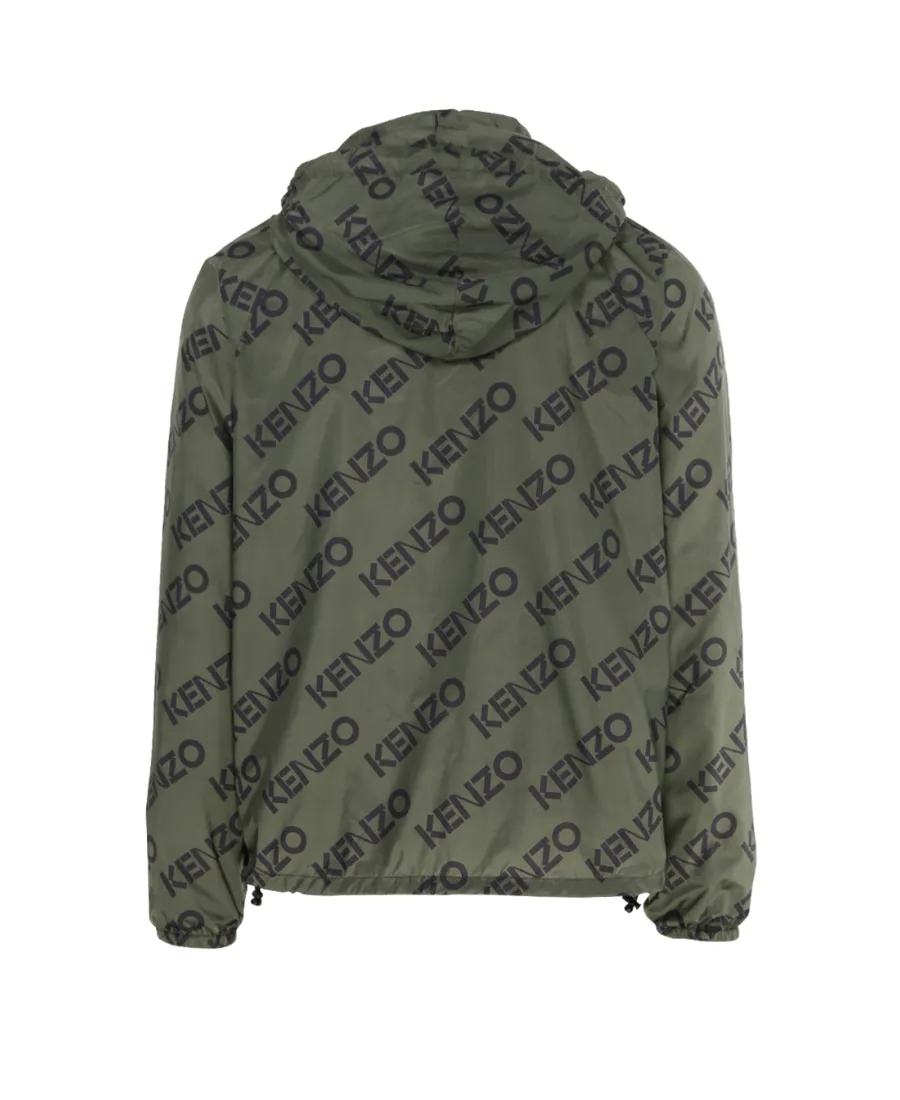 Allover Logo Printed Half-Zipped Jacket