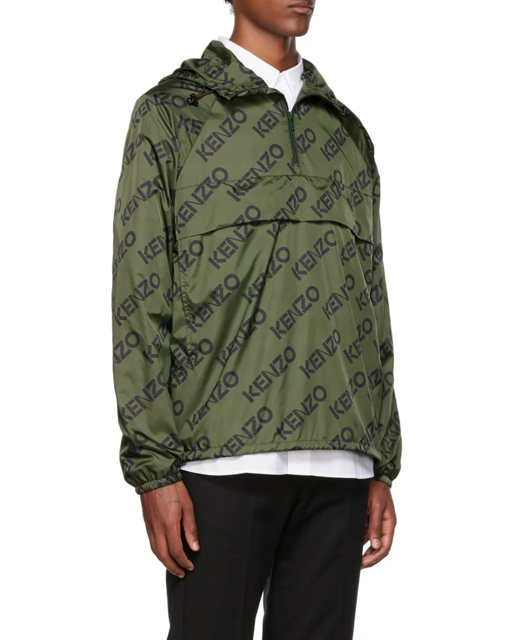 Allover Logo Printed Half-Zipped Jacket