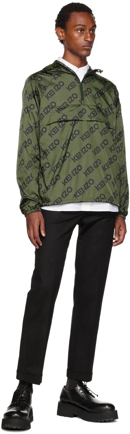 Allover Logo Printed Half-Zipped Jacket