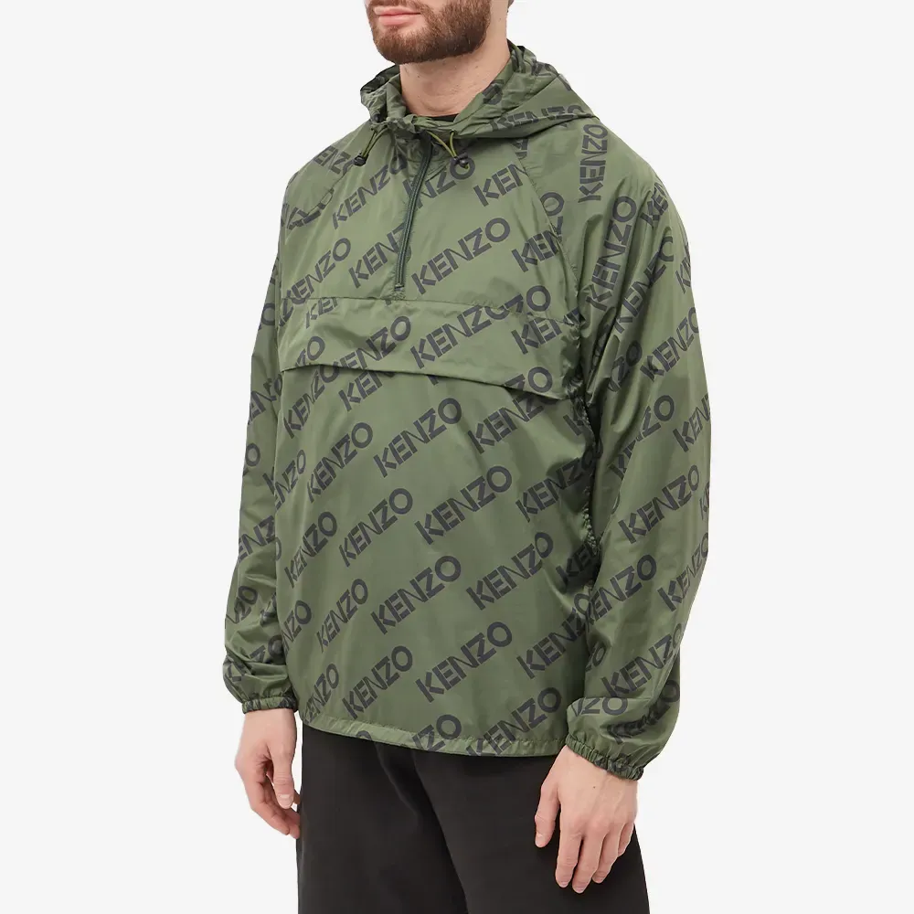 Allover Logo Printed Half-Zipped Jacket