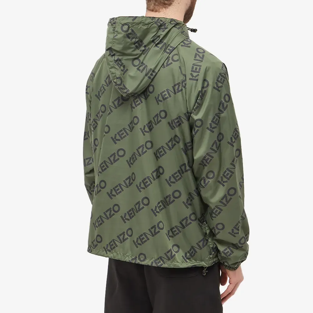 Allover Logo Printed Half-Zipped Jacket