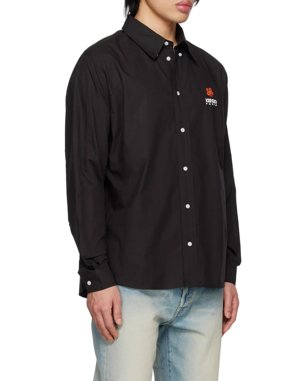 Boke Flower-Embroidered Long-Sleeved Shirt