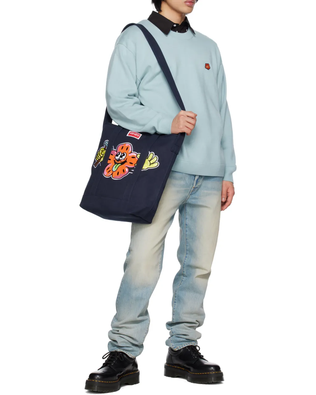 Boke Flower-Embroidered Long-Sleeved Shirt