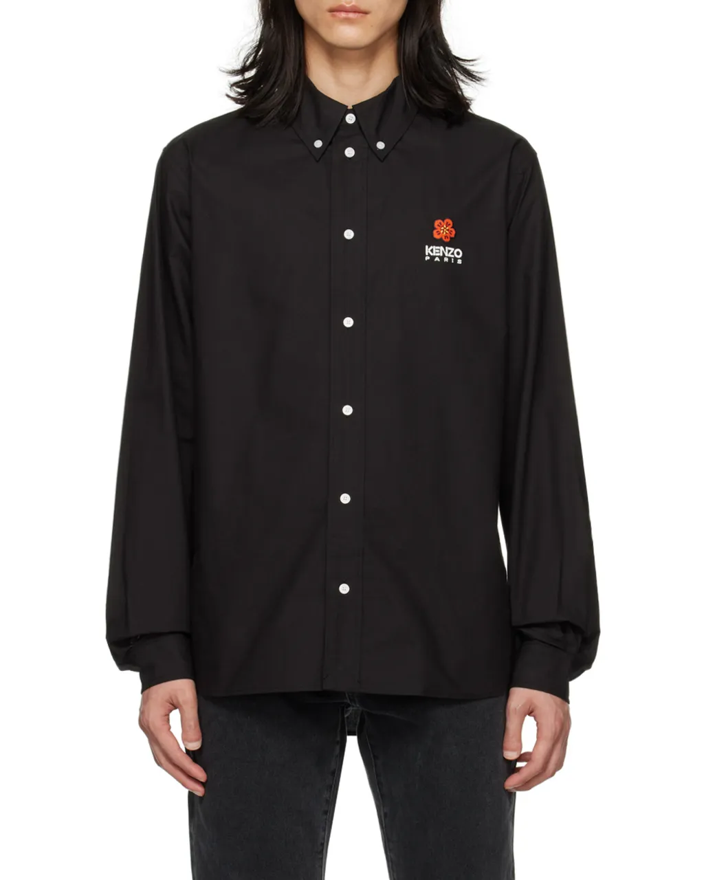 Boke Flower-Embroidered Long-Sleeved Shirt
