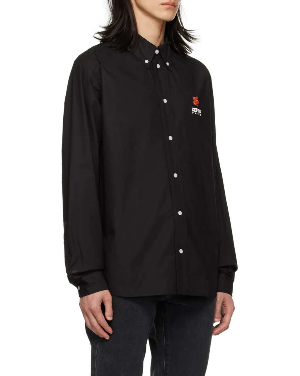 Boke Flower-Embroidered Long-Sleeved Shirt