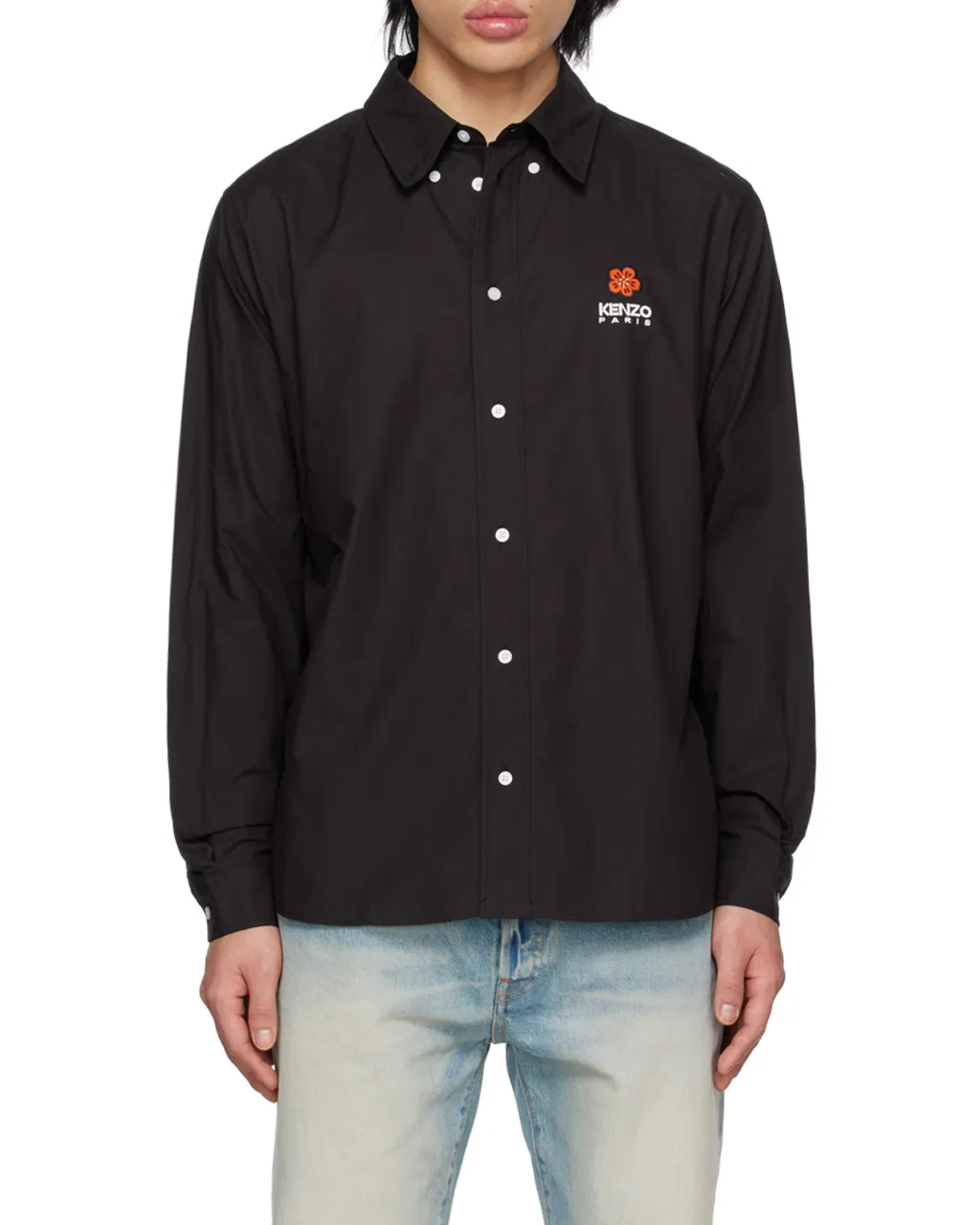 Boke Flower-Embroidered Long-Sleeved Shirt