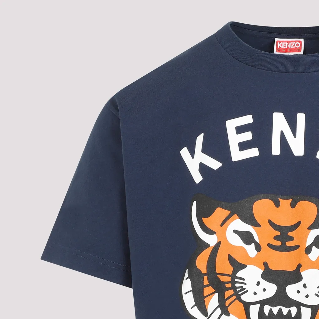 Lucky Tiger Logo Printed Crewneck T-Shirt