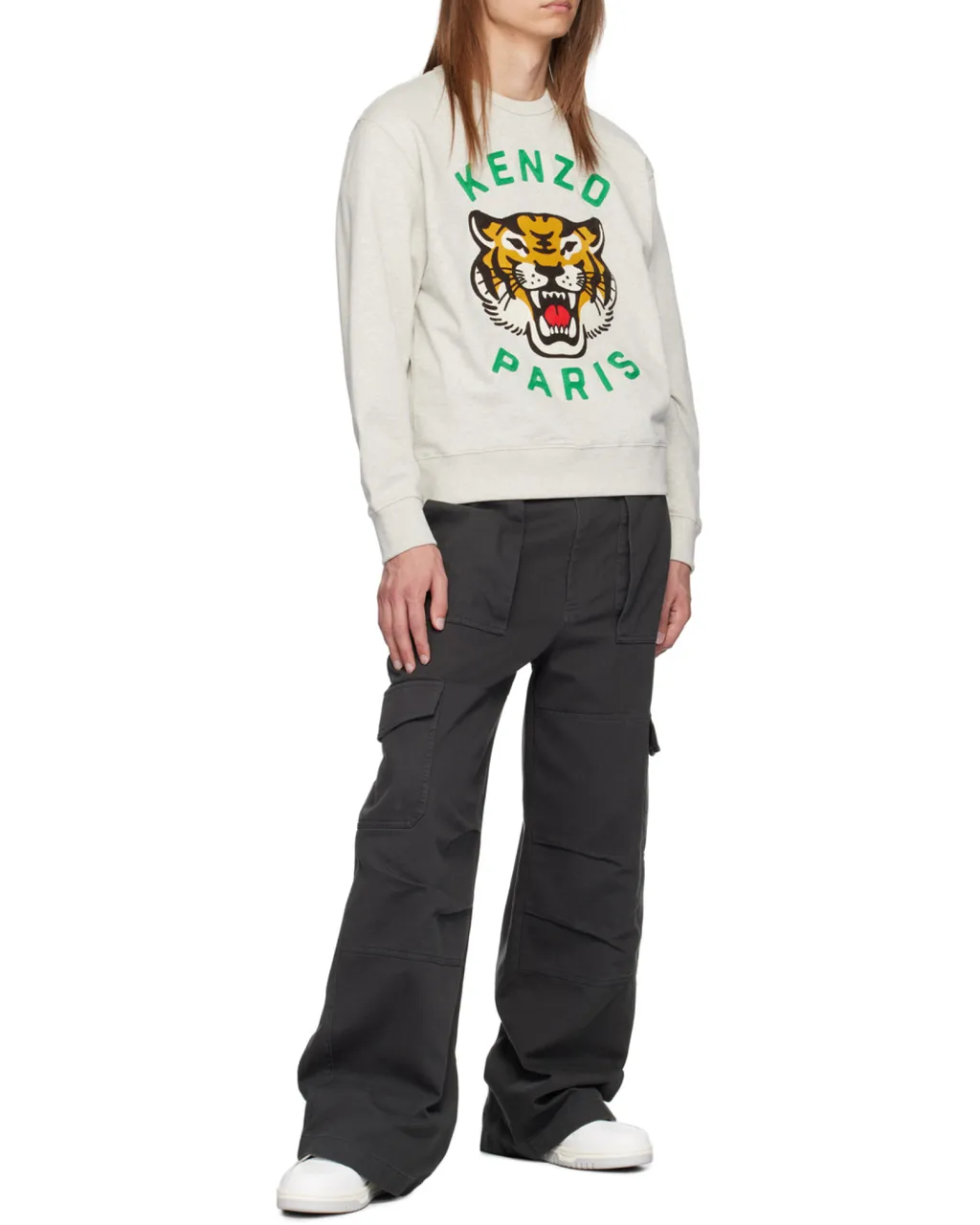 Lucky Tiger Embroidered Crewneck Sweatshirt