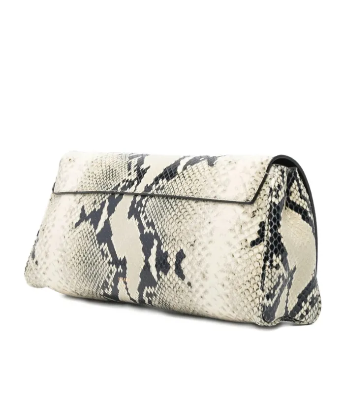 Snakeskin Flap Clutch