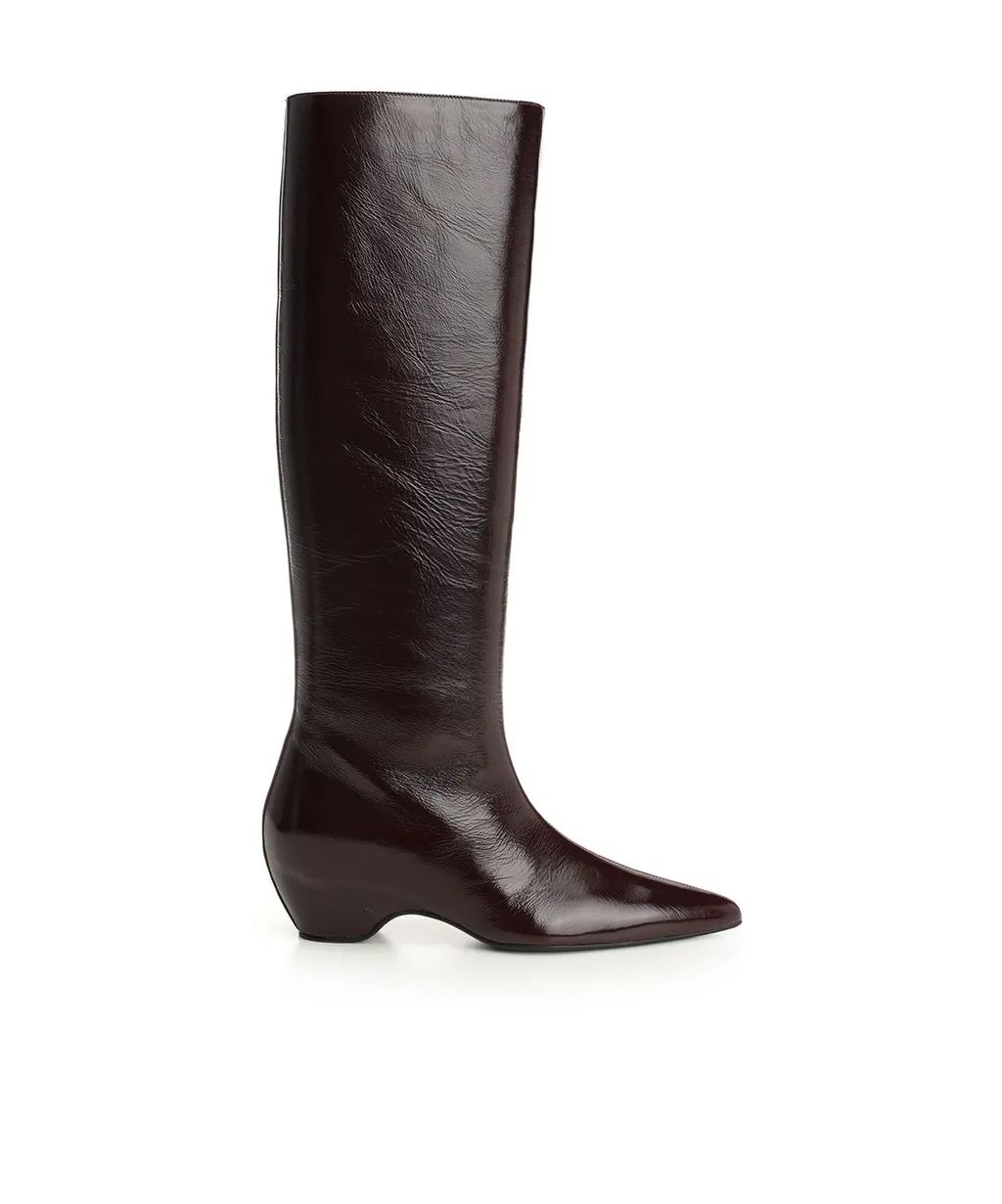 40Mm Pointed-Toe Patent Leather Boots