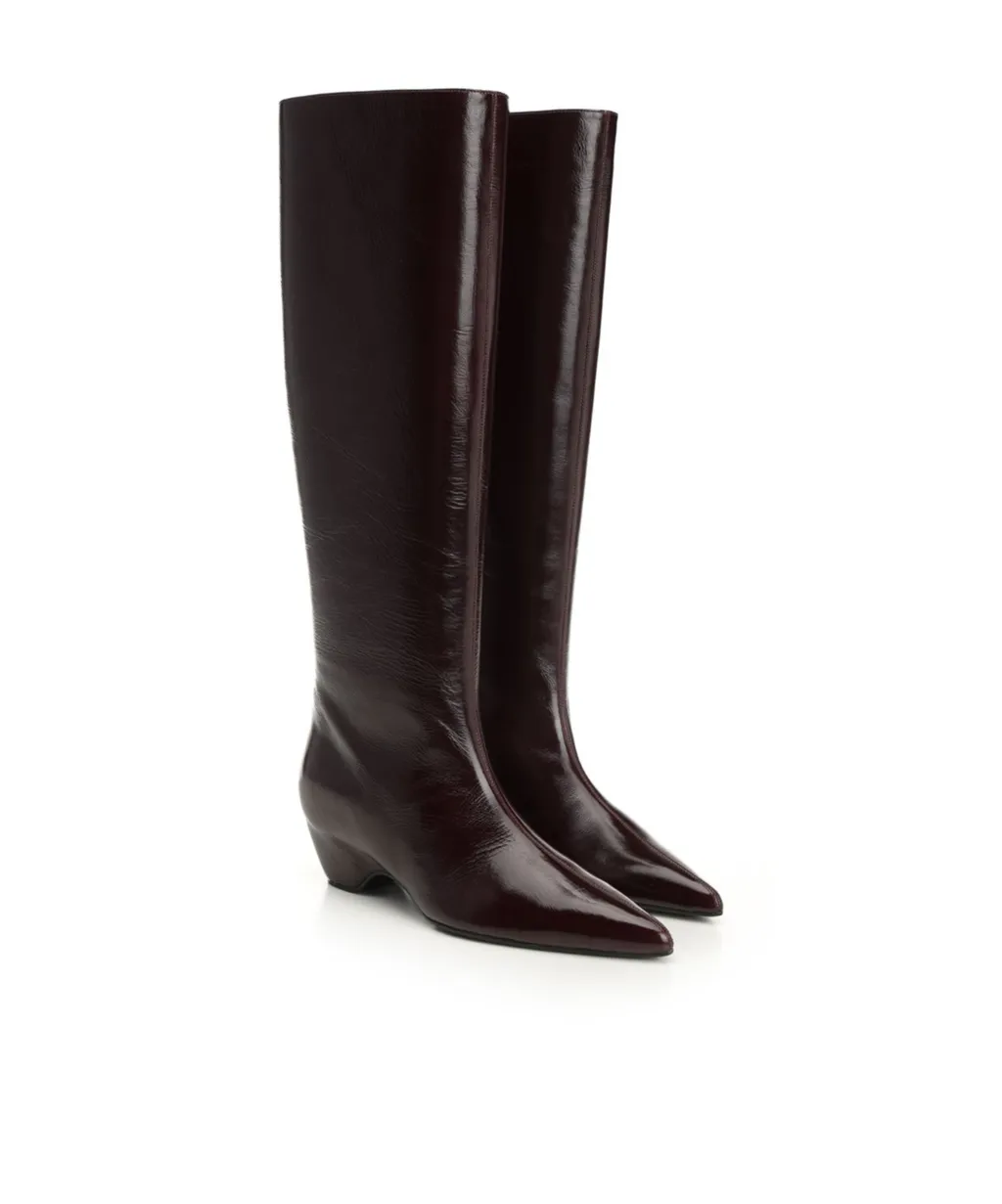 40Mm Pointed-Toe Patent Leather Boots