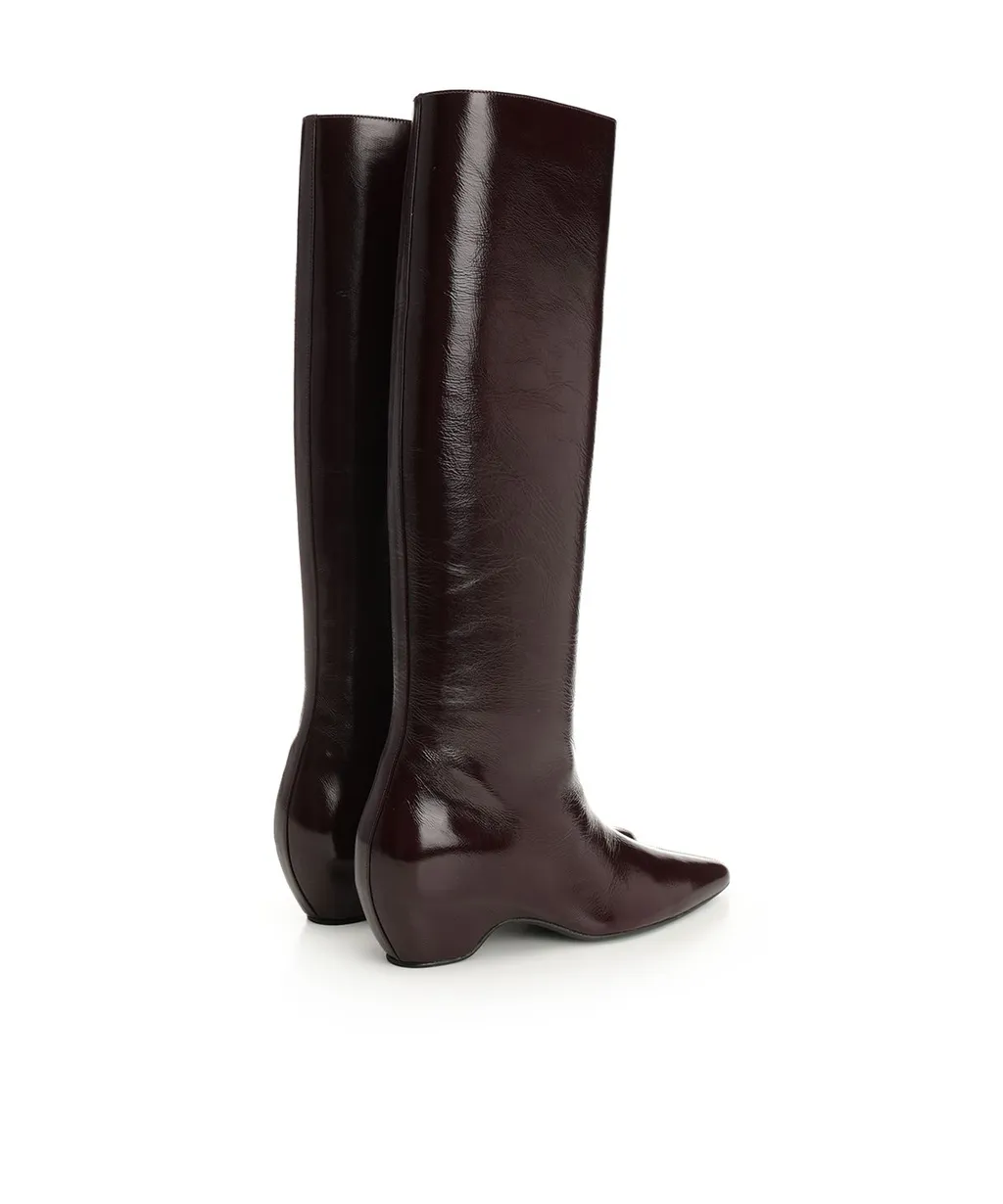 40Mm Pointed-Toe Patent Leather Boots
