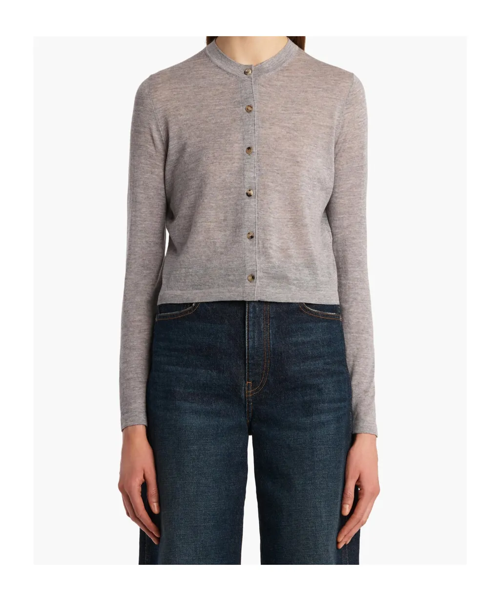 Button-Front Wool-Blend Cardigan