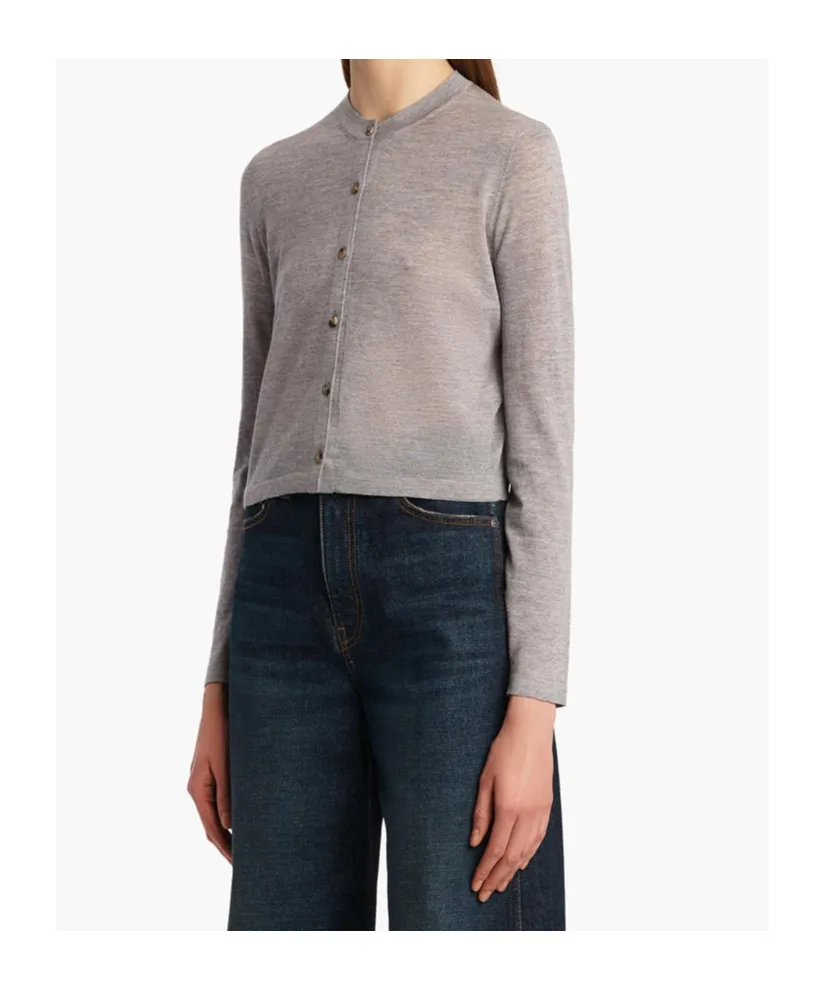 Button-Front Wool-Blend Cardigan