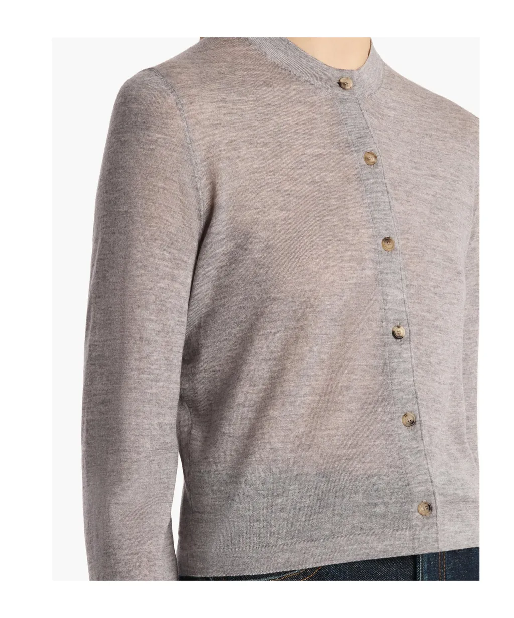 Button-Front Wool-Blend Cardigan
