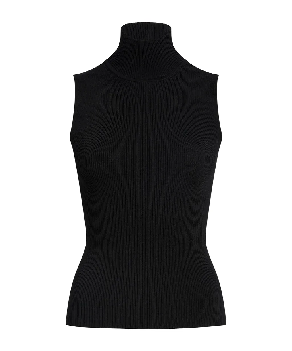 High Neck Straight Hem Sleeveless Top