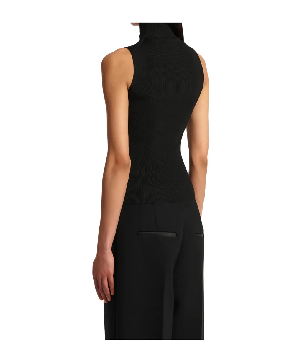 High Neck Straight Hem Sleeveless Top