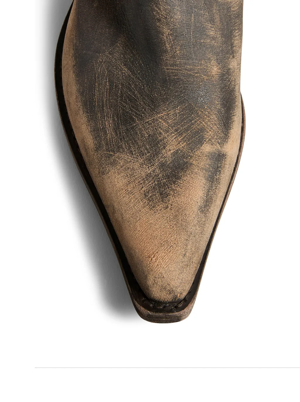Pointed-Toe Distressed Boots