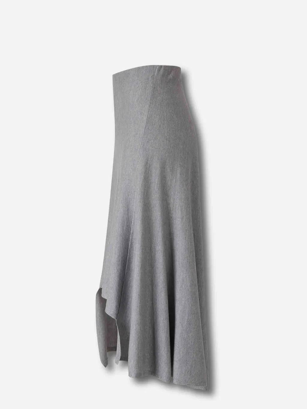 Asymmetrical Hem Jersey Midi Skirt