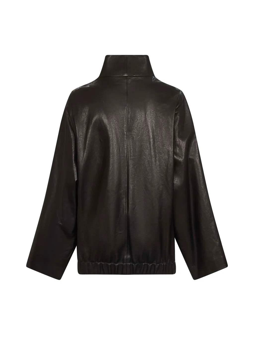 High-Neck Leather Coat