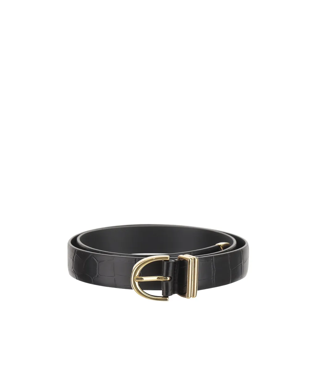 Crocodile-Embossed Leather Belt