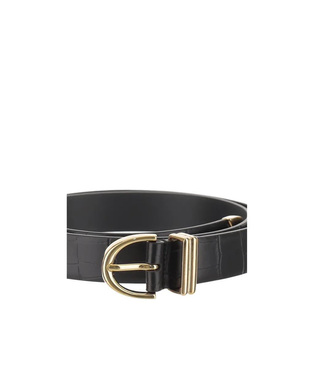 Crocodile-Embossed Leather Belt