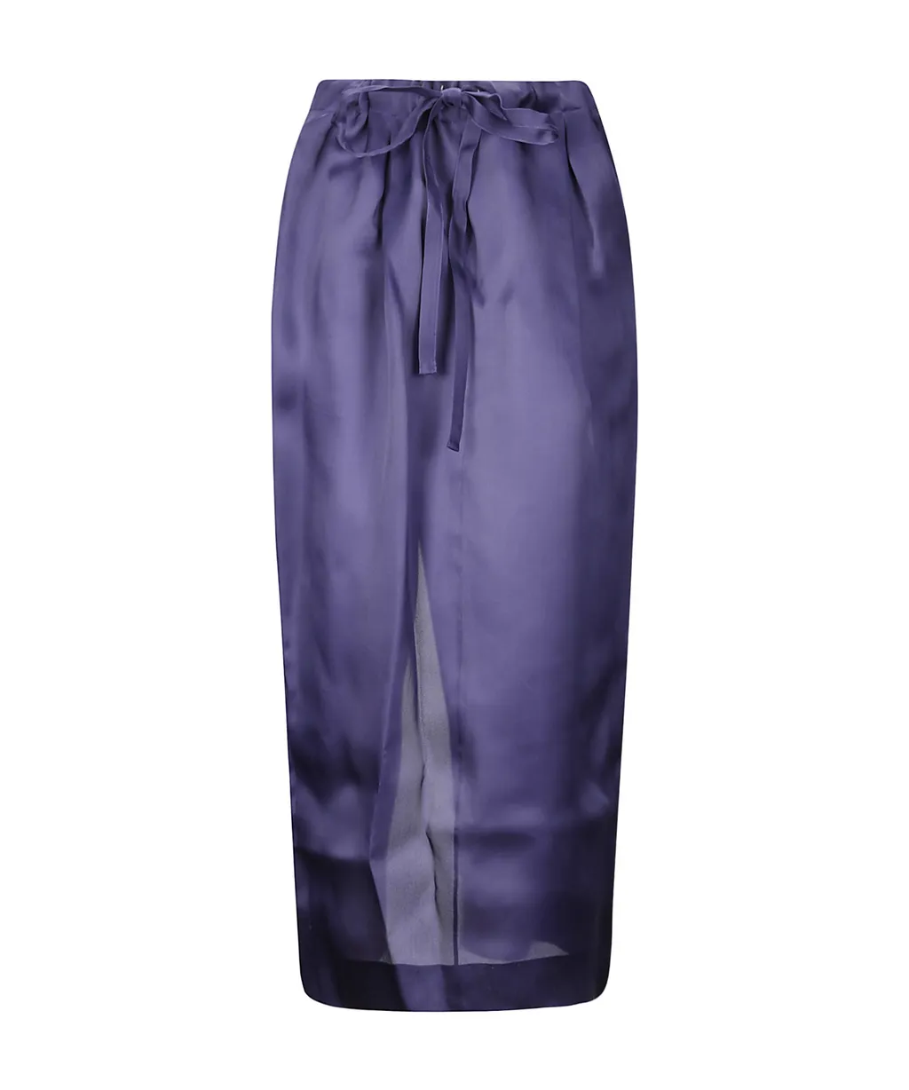 Drawstring Satin Skirt