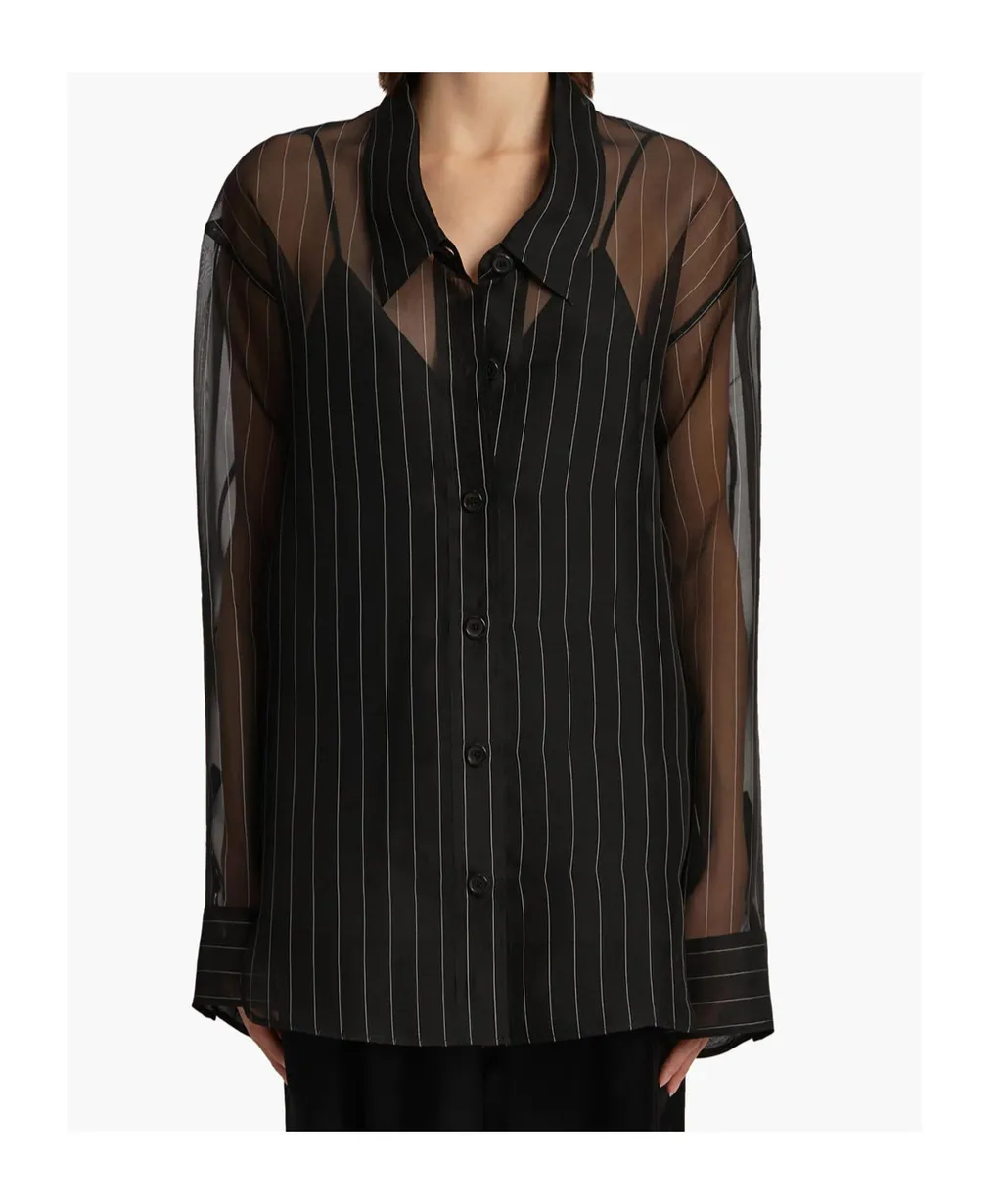 Sheer Detailed Long-Sleeve Shirt